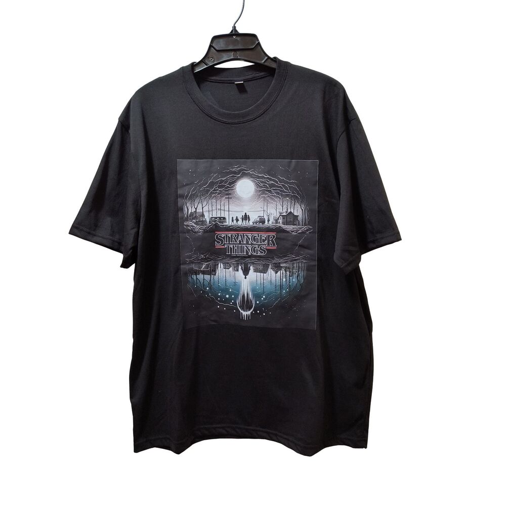 Stranger Things T Shirt Men’s XL Black Upside Down Scene Graphic Tee NWT